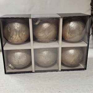 Rachel Zoe Gold Glass Ornaments Set of 6 HTF viral